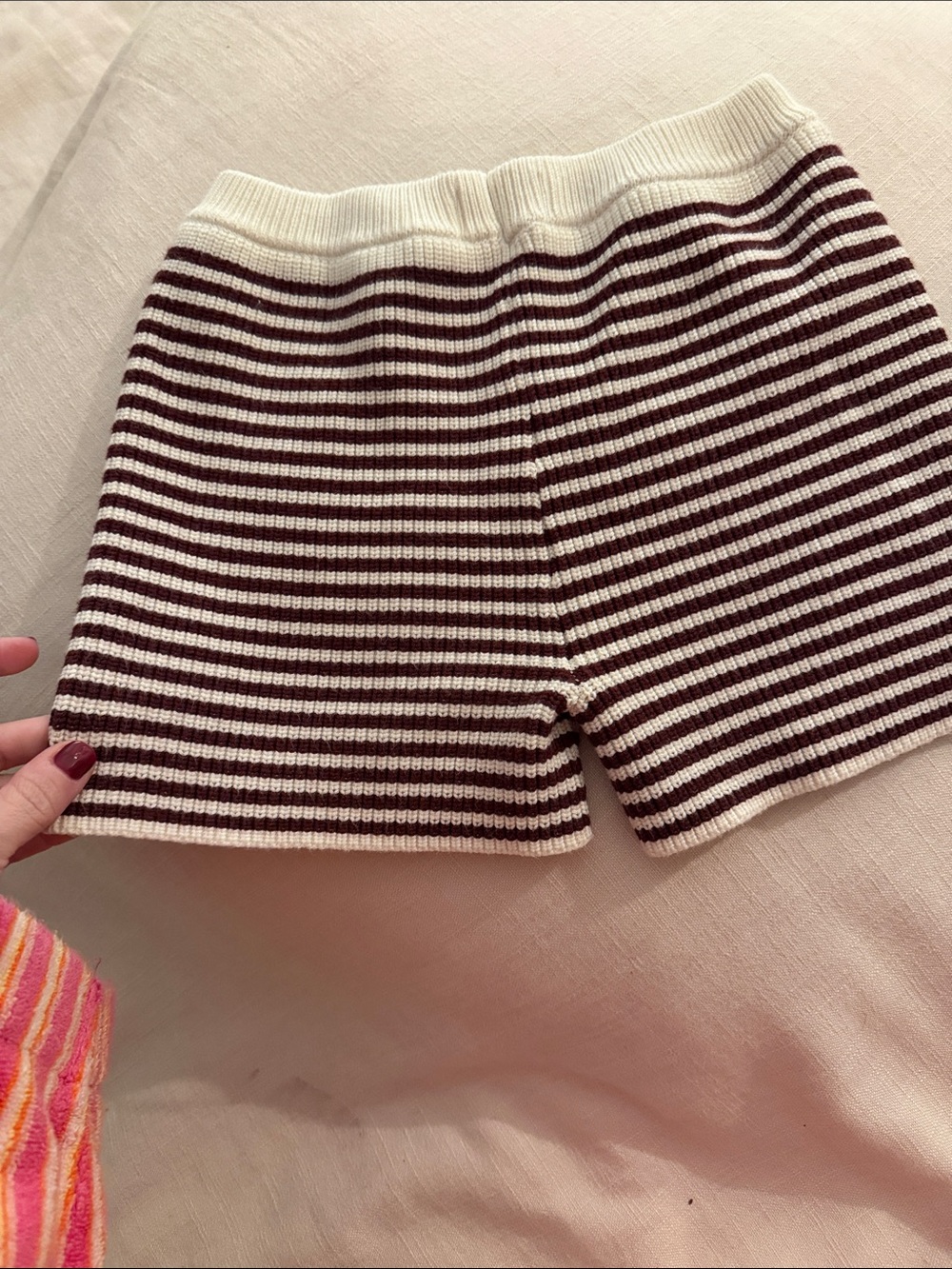 Reilly The Label Brown & Cream Striped Knit Micro Shorts